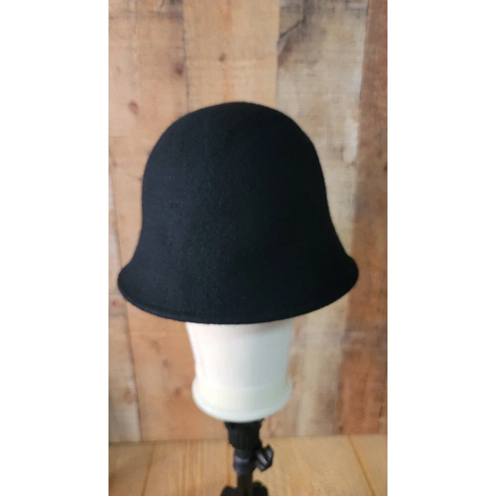 VTG Unbranded Black Wool Felt Blend Bucket Hat One Size Crushable